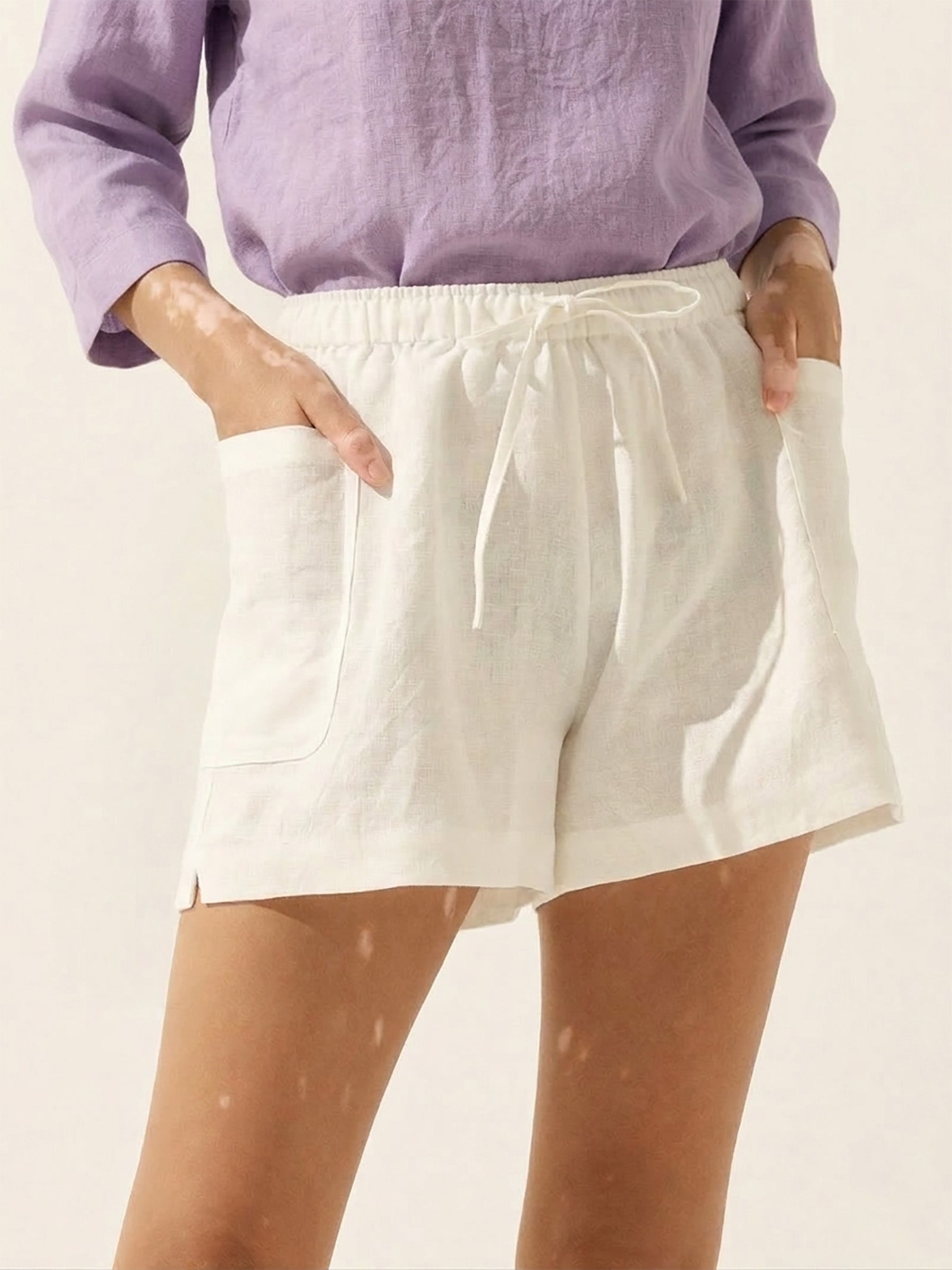 100% Linen Utility Side Pocket Short WYNNIE
