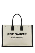 Saint Laurent Men Sand Canvas Large Rive Gauche Shopping Bag