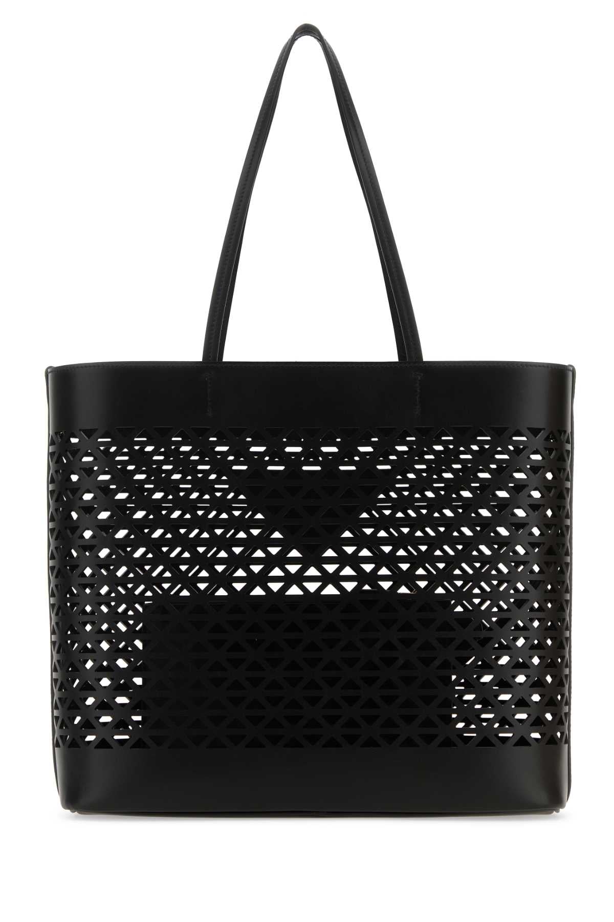 Prada Women Black Leather Shopping Bag