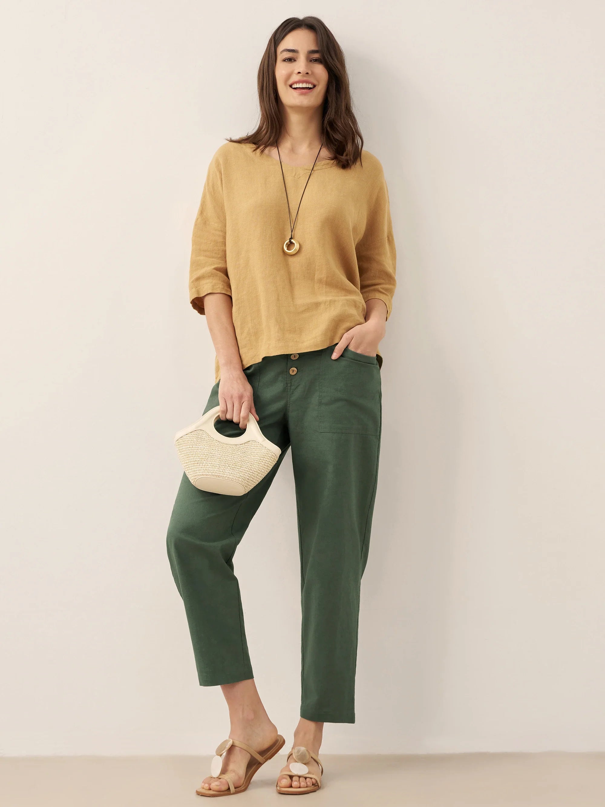 Linen Simple Button Fly Trousers HEIDI
