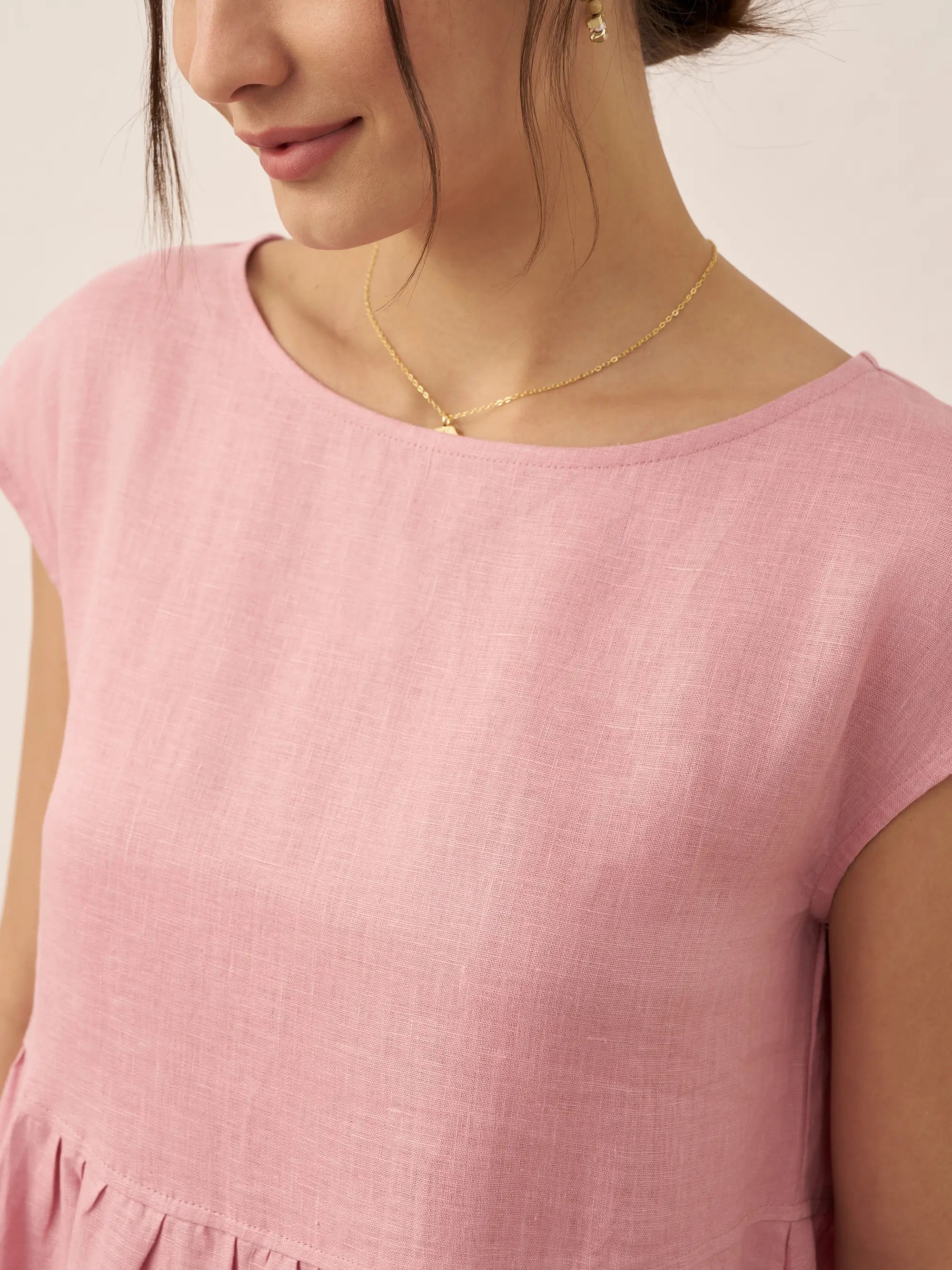 100% Linen Cap Sleeve Washed Midi Dress JOAN