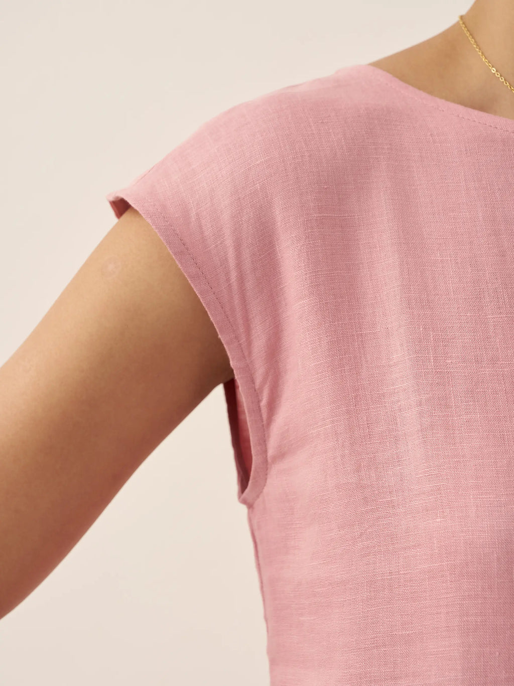 100% Linen Cap Sleeve Washed Midi Dress JOAN