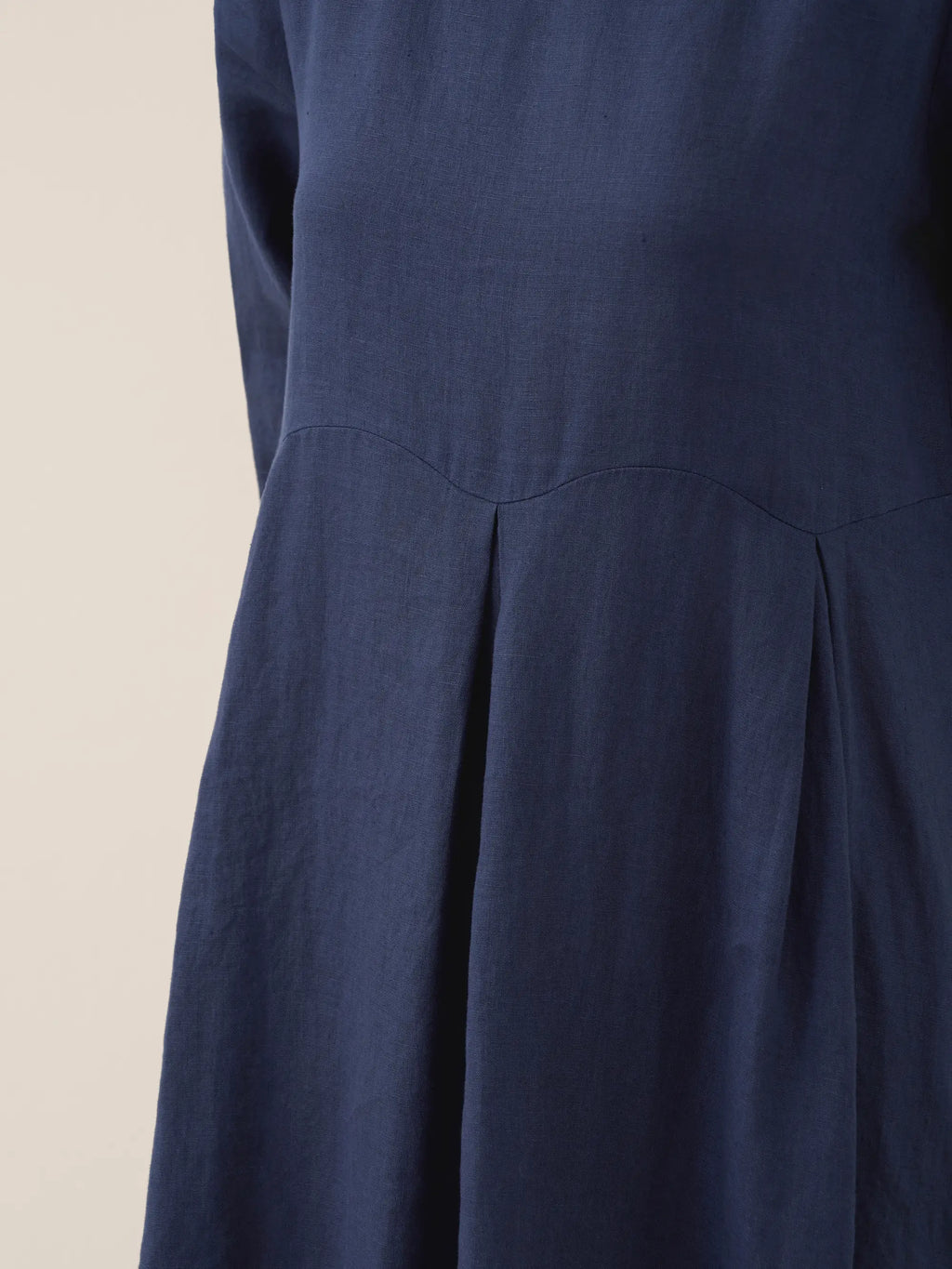 100% Linen Bateau Neck Pleated Midi Dress ABIGAIL