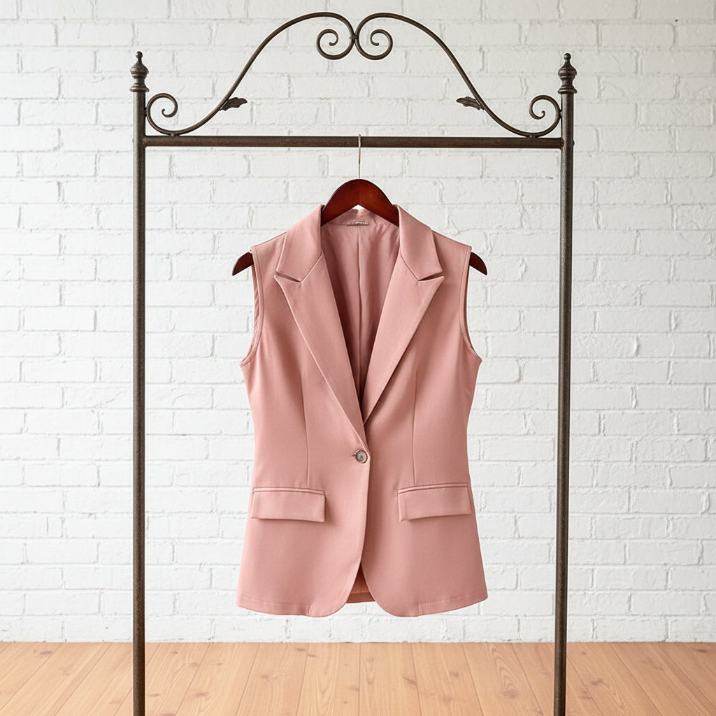 Women's Sleeveless Open-Front Vest Blazer – Work & Office Jacket
