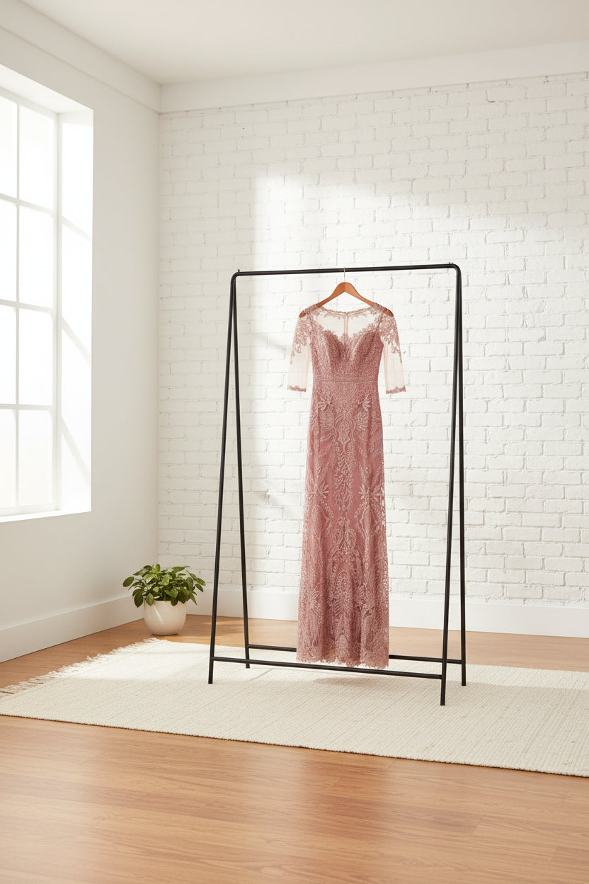 Detachable Half Sleeve Lace Sheath Gown