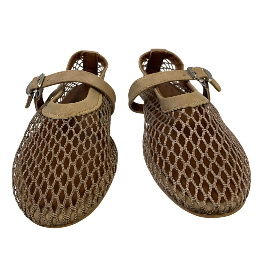Voleece Womens Size 6.5 Beige Mary Jane Ballet Flat Closed Round Toe Mesh Shoes
