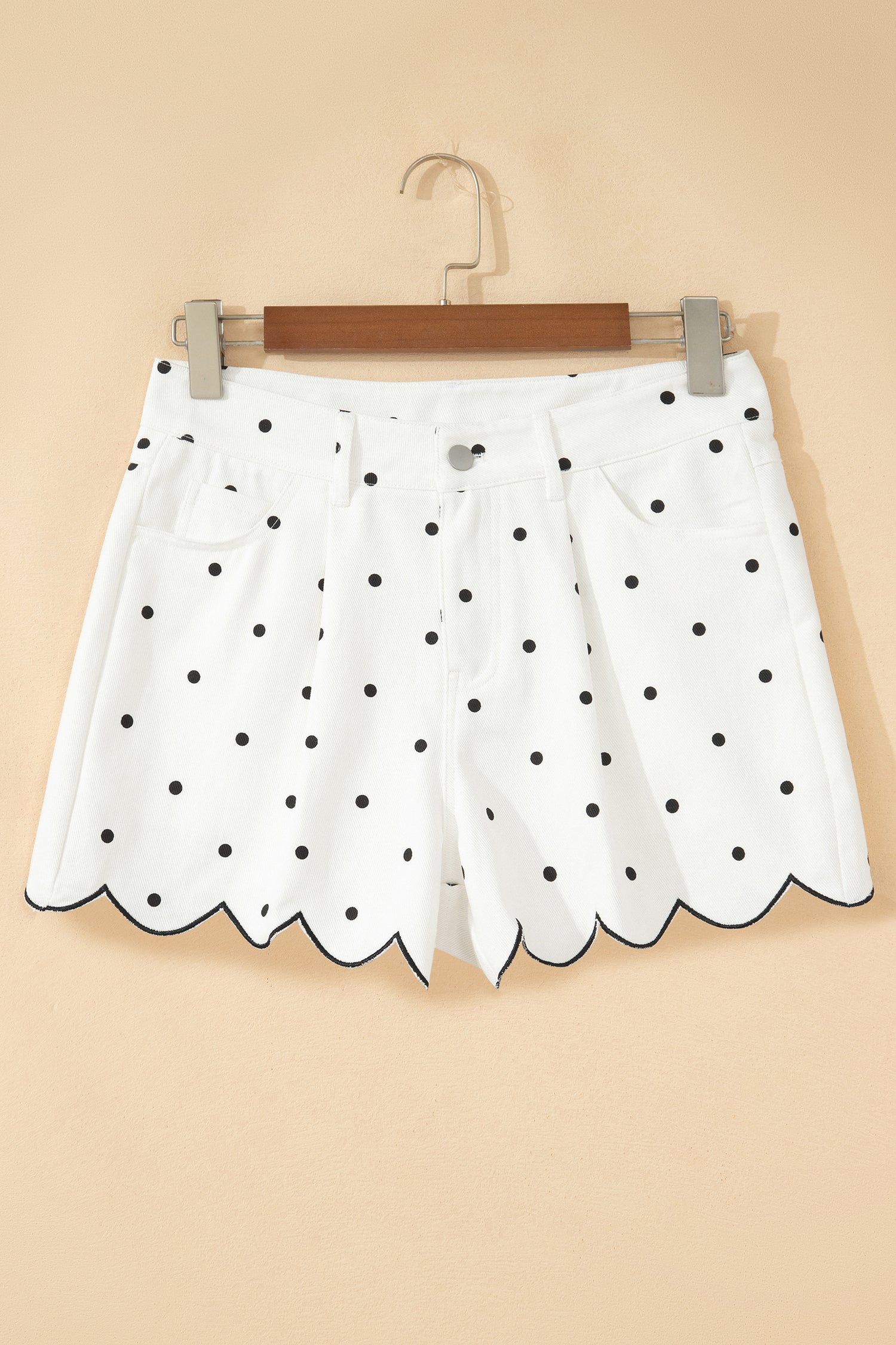 Elise Embroidered Scallop Hem Shorts