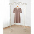 Textured Round Neck Short Sleeve Mini Dress