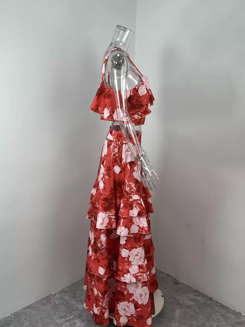 Floral Print Ruffle Cami and Skirt Two-Piece Set