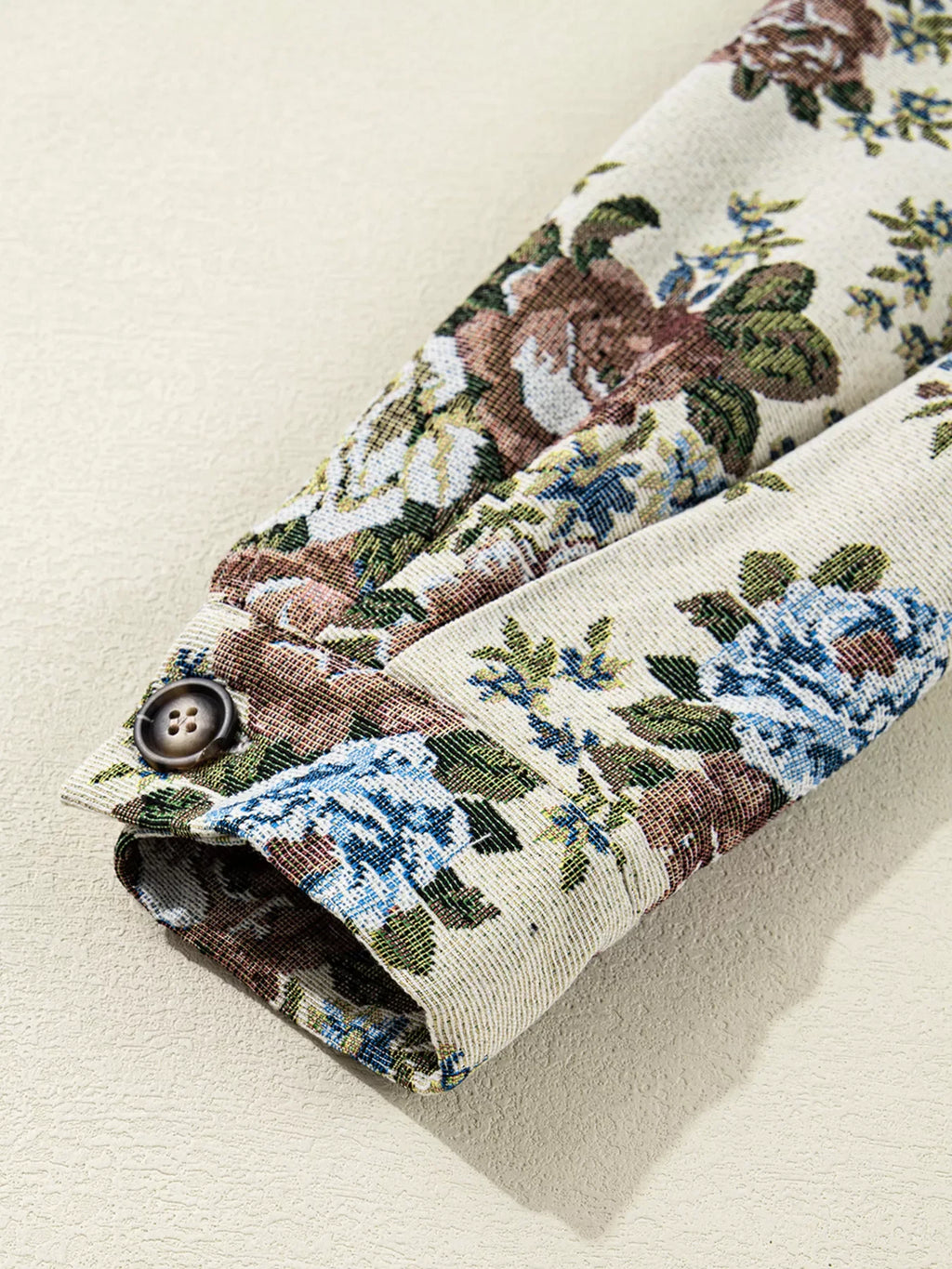 Floral Print Zip Up Contrast Collared Jacket