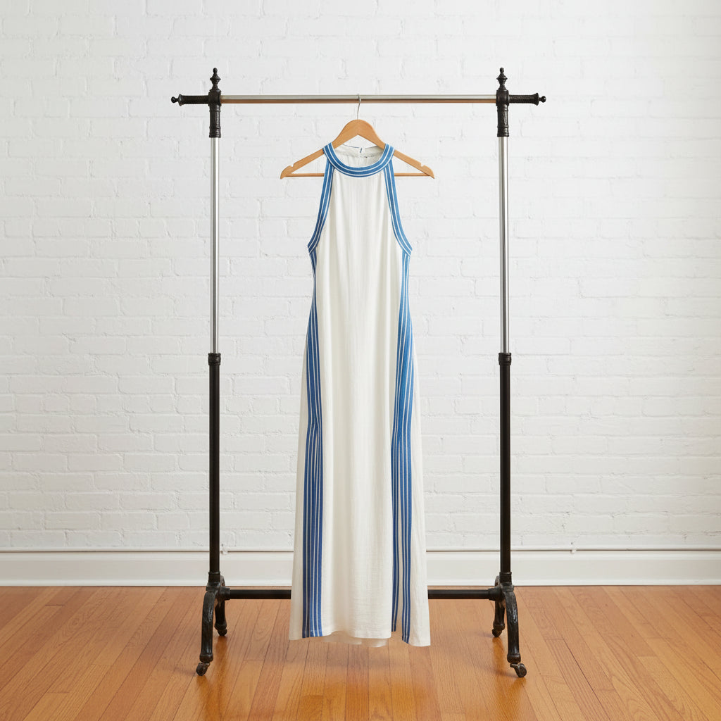 Striped Sleeveless Split Maxi Dress – Vacation & Casual Linen Dress