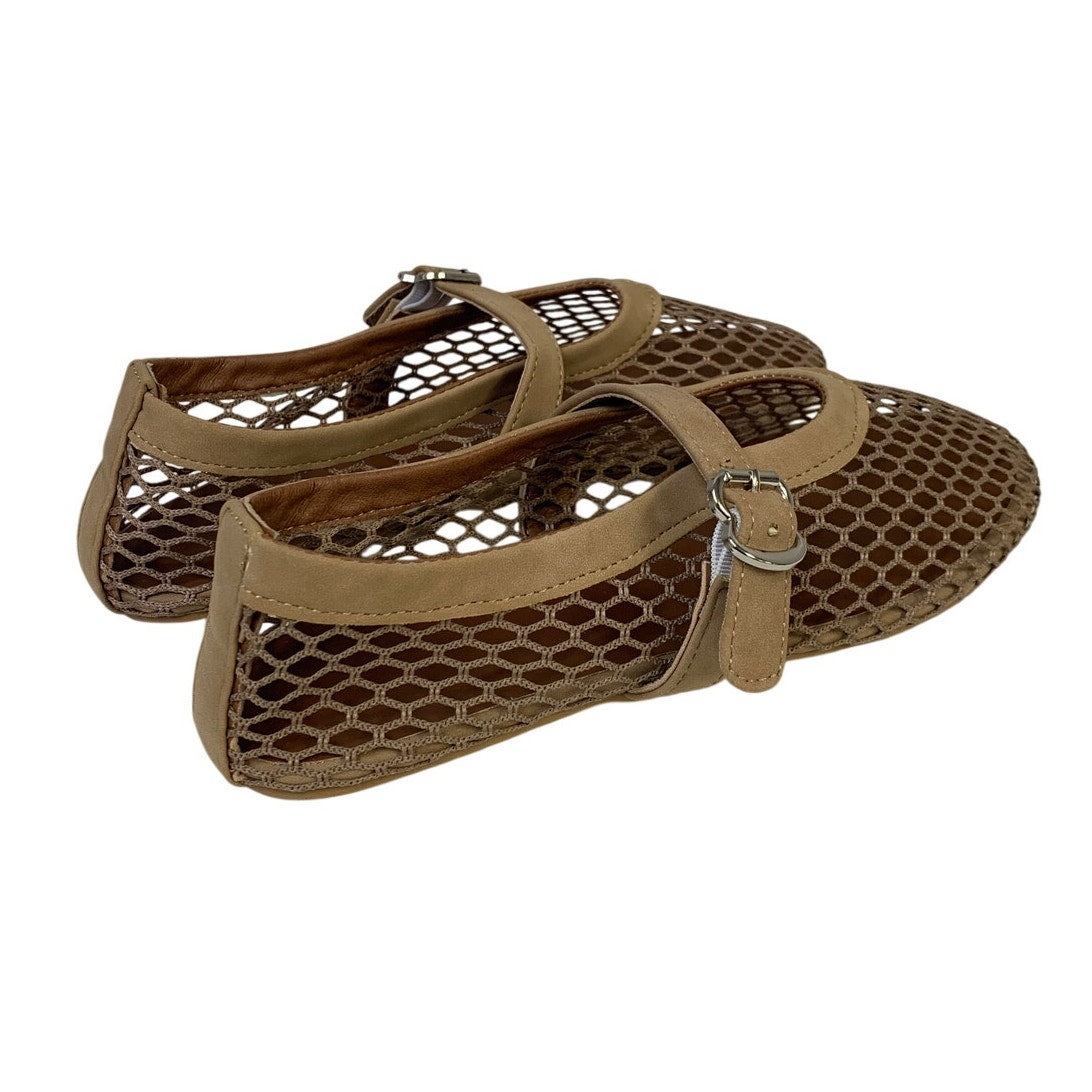 Voleece Womens Size 6.5 Beige Mary Jane Ballet Flat Closed Round Toe Mesh Shoes