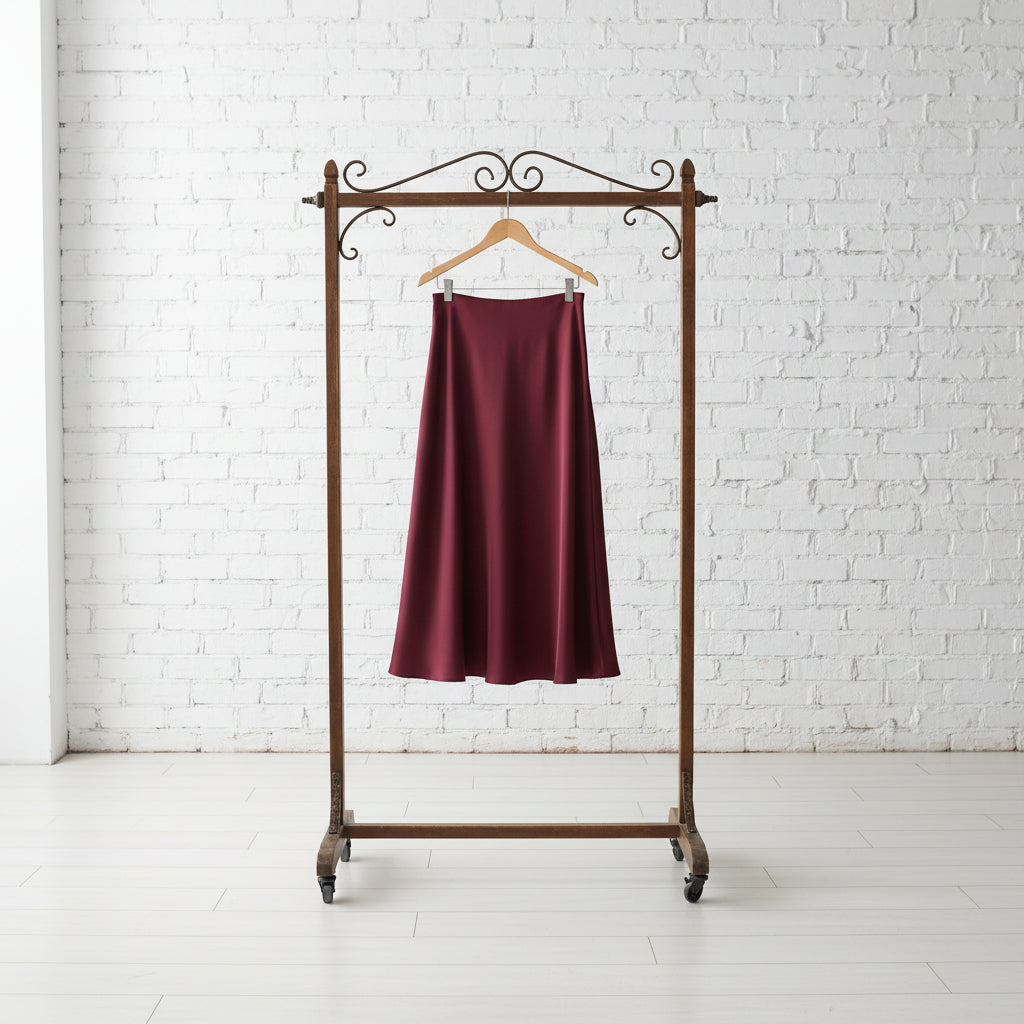 Women's Satin Solid Color Mid-Length Skirt – Slight Stretch