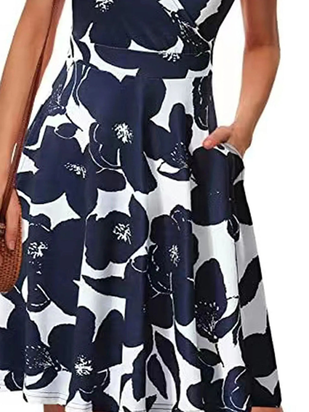 Printed Surplice Sleeveless Dress