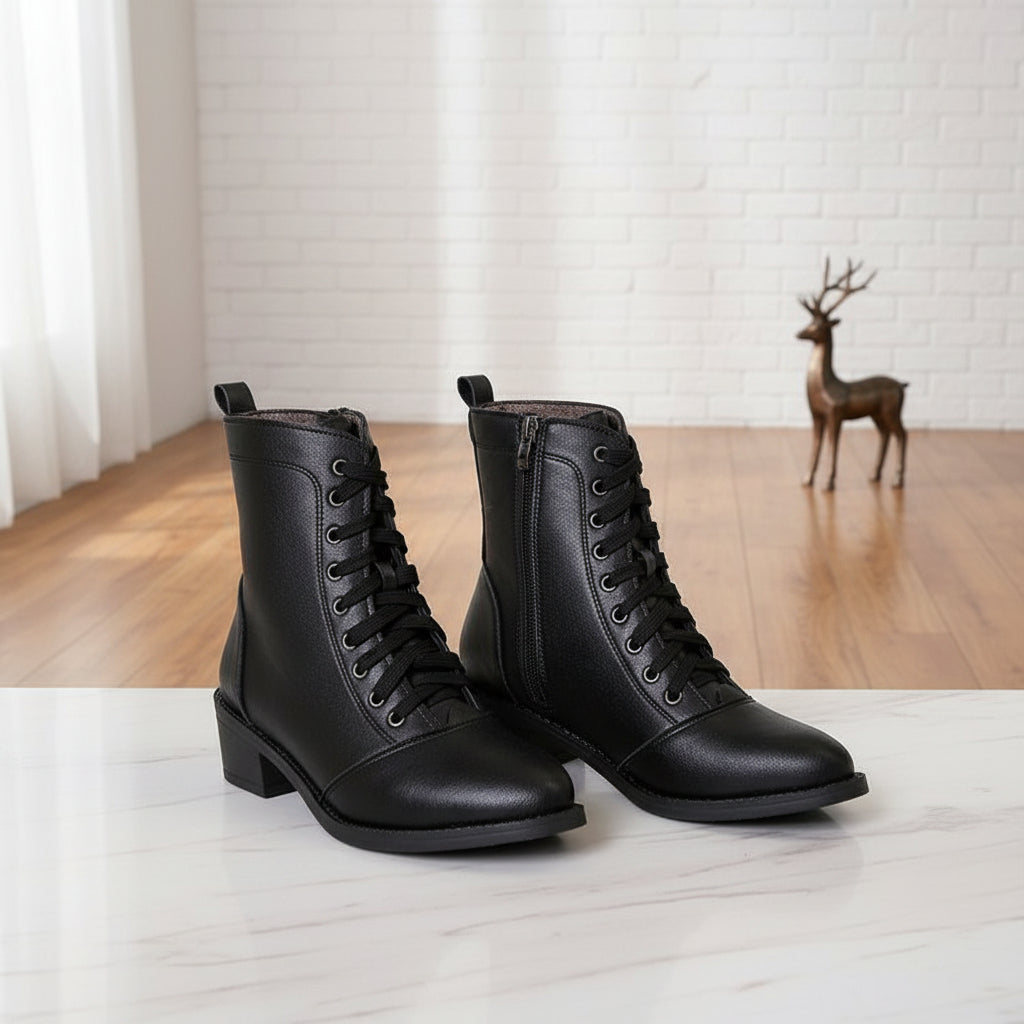 British Style High-Top Zipper Leather Boots — Women’s Trend Fashion Boots