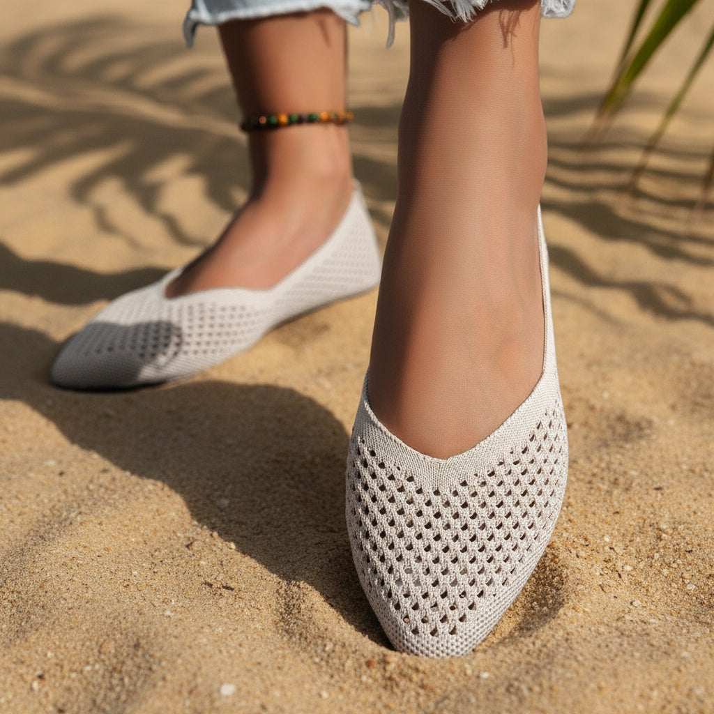 Women's Pointed Toe Flyknit Slip-On Loafers – Flat Casual Shoes