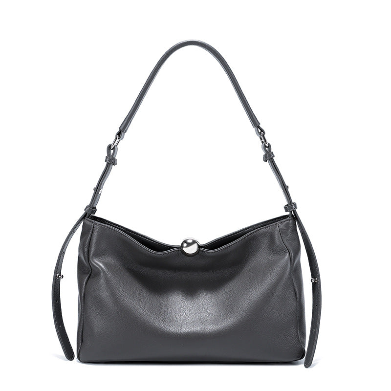 Luxury Genuine Leather Women's Pillow Bag – Full-Grain Cowhide Crossbody Handbag