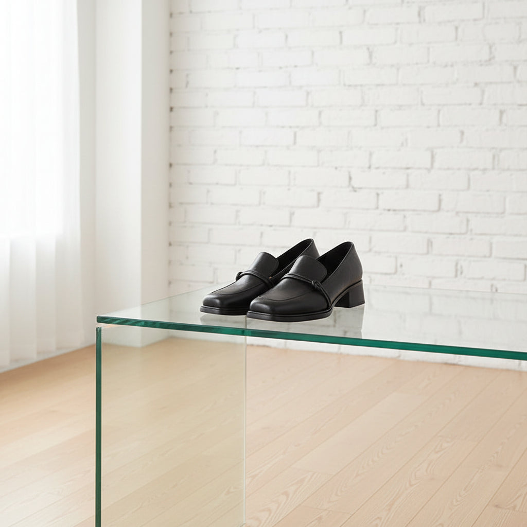 Women’s Retro Minimalist Mid-Heel Leather Shoes