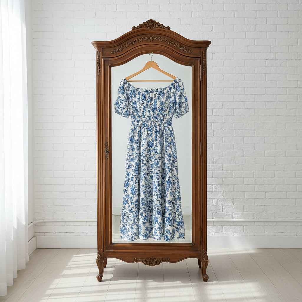 Ruffled Hem Floral Puff Sleeve Dress