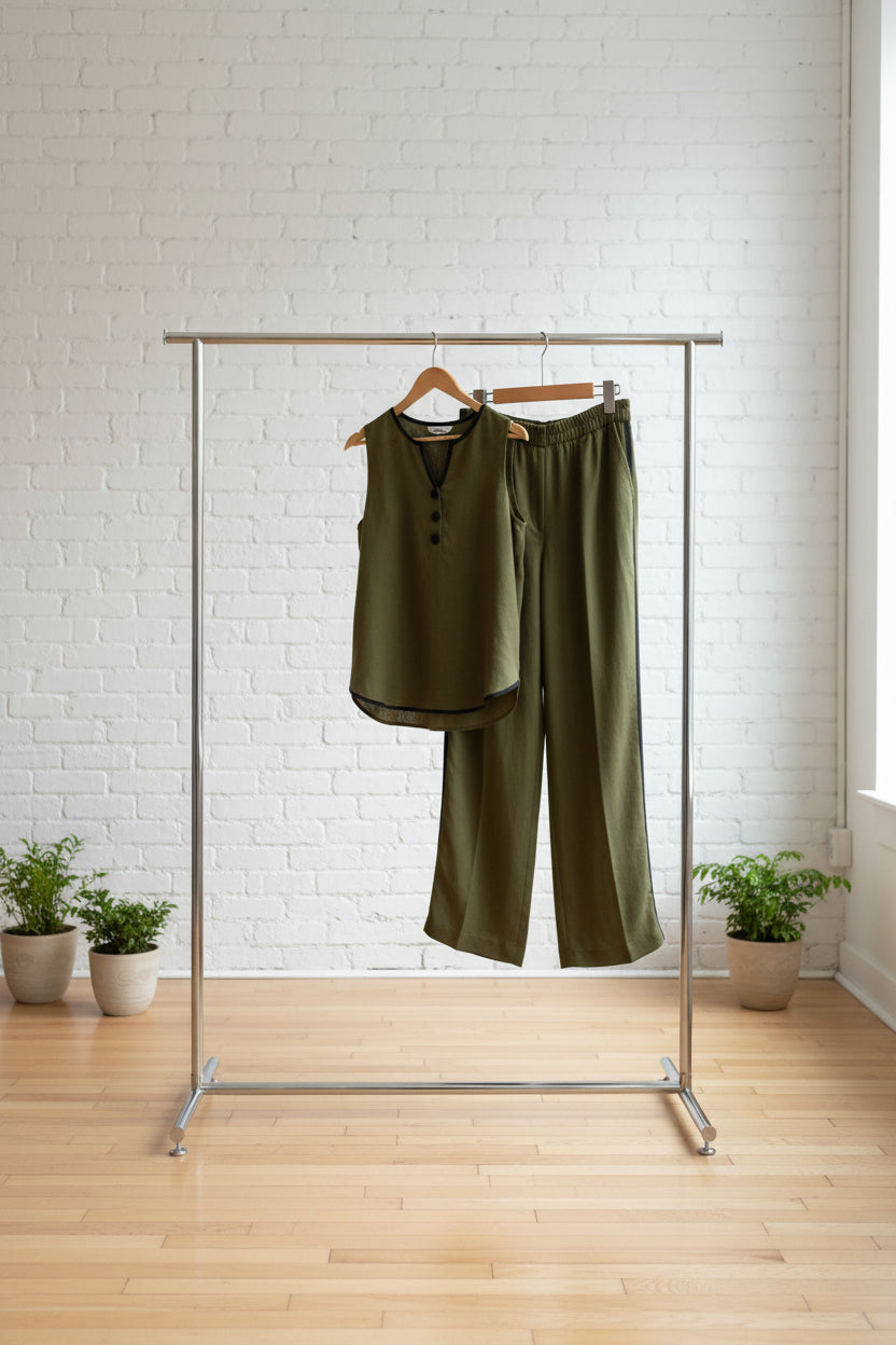 Women's Minimalist Sleeveless Two-Piece Set