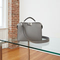 Fendi Selleria Peekaboo Regular Medium Handbag – Grey Leather 2-Way Crossbody Satchel