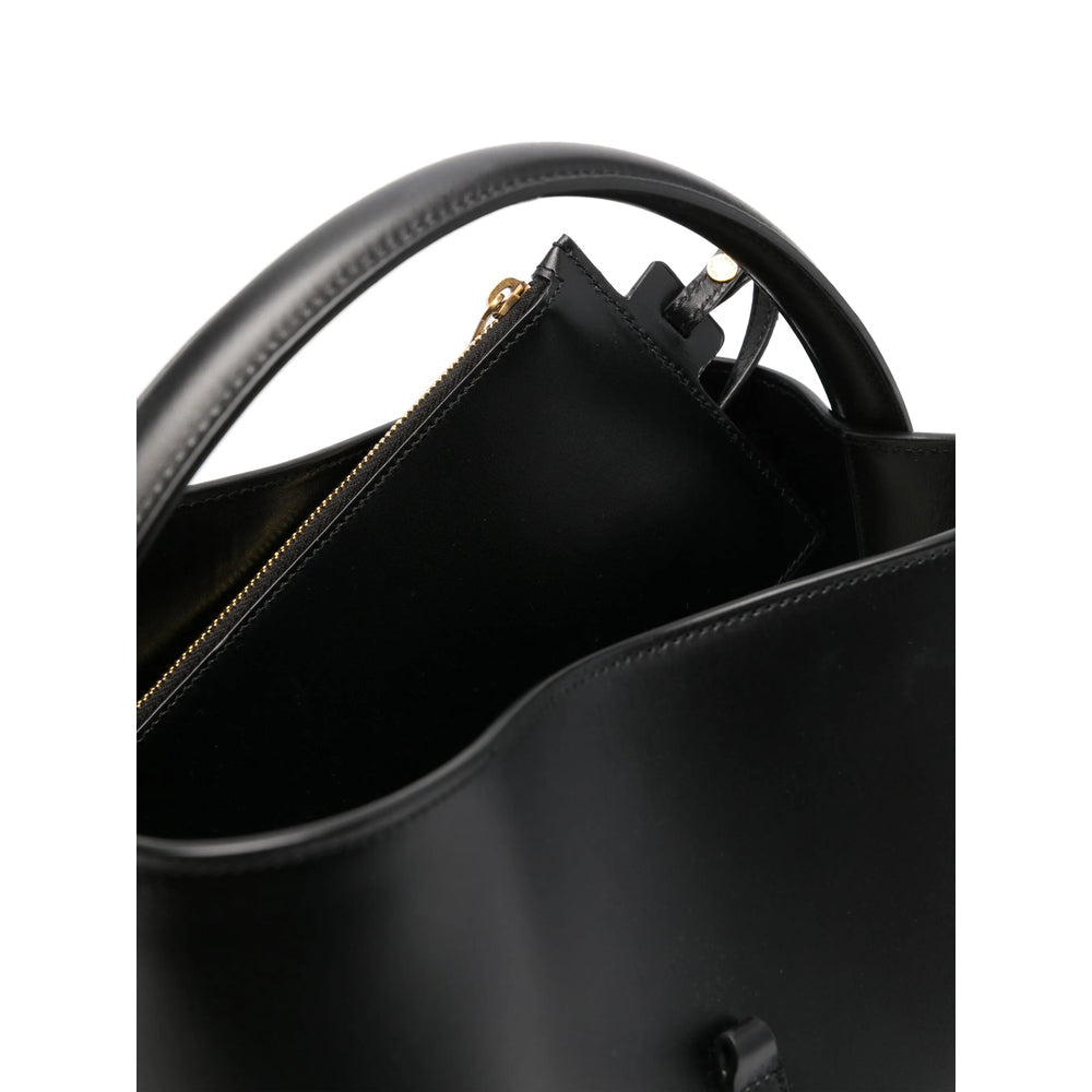 Saint Laurent Black Calfskin Leather Smooth Grain Bucket Bag – Single Handle & Adjustable Strap
