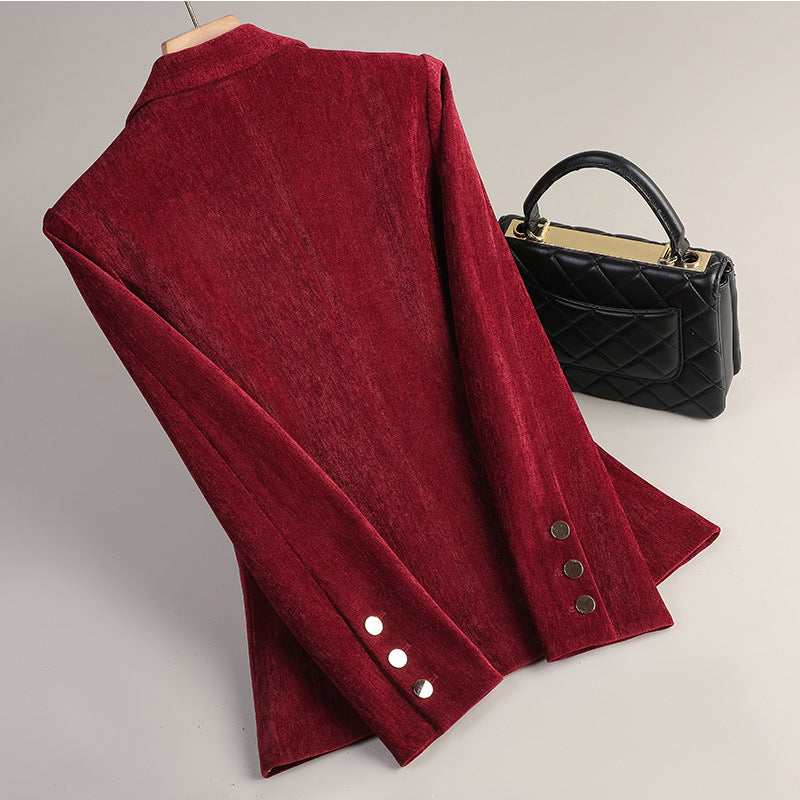 Slim-fit Casual Gold Velvet Blazer For Women
