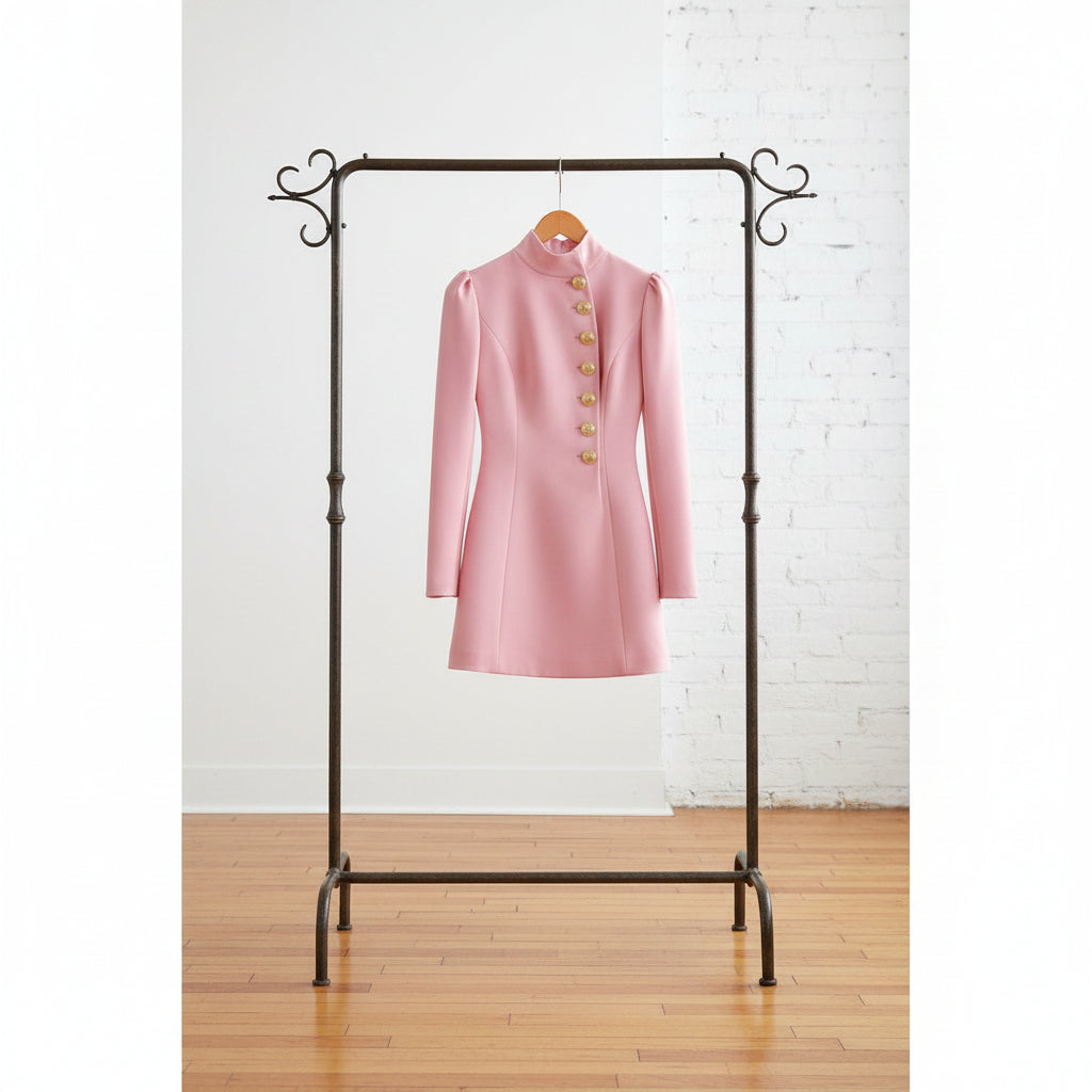 Women’s Stand Collar Blazer Dress – Slim Fit Formal Short Outfit