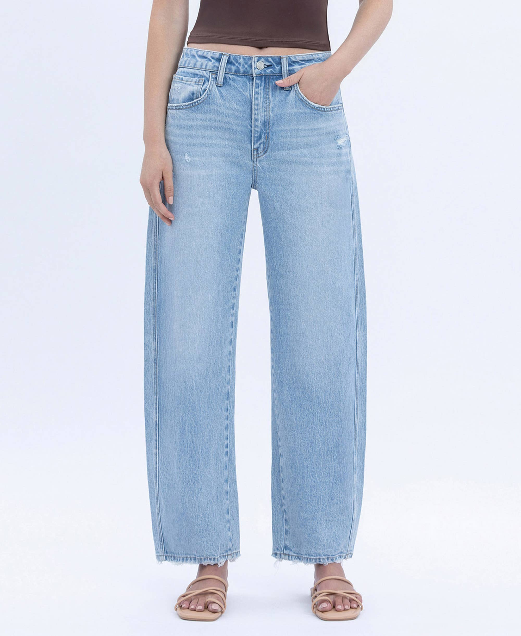 Brylee High Rise Crop Barrel Jean