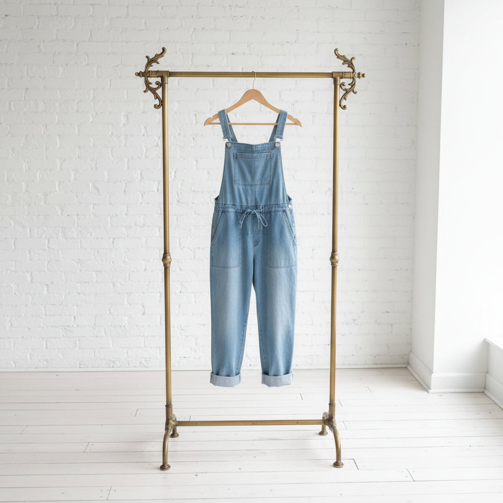 Women's Cotton Sleeveless Wide-Leg Overall Jumpsuit Pants