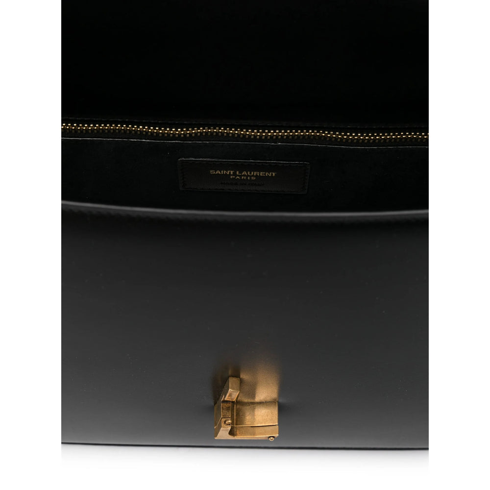 Designer Saint Laurent YSL Black Calfskin Leather Flap Shoulder Bag Crossbody/Hobo