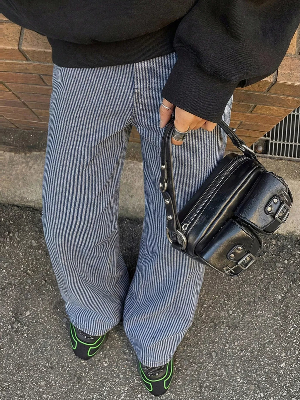 Striped Wide-Leg Jeans