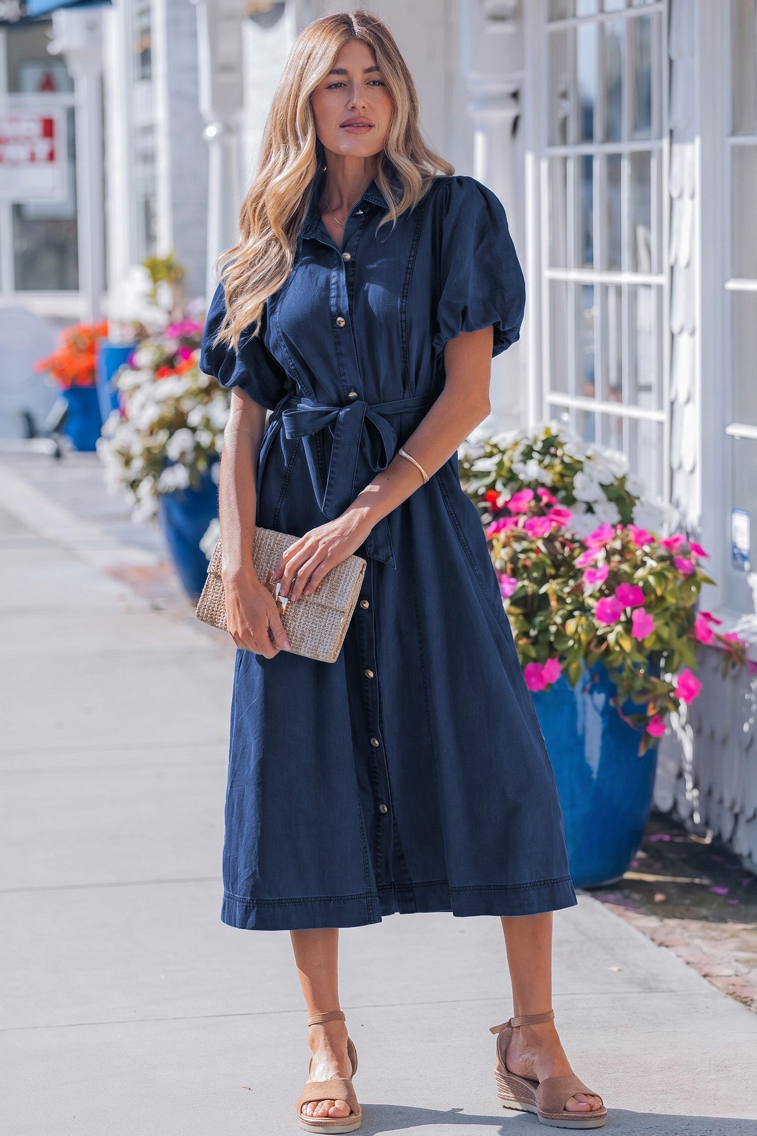 Makayla Bubble Sleeve Long Dress