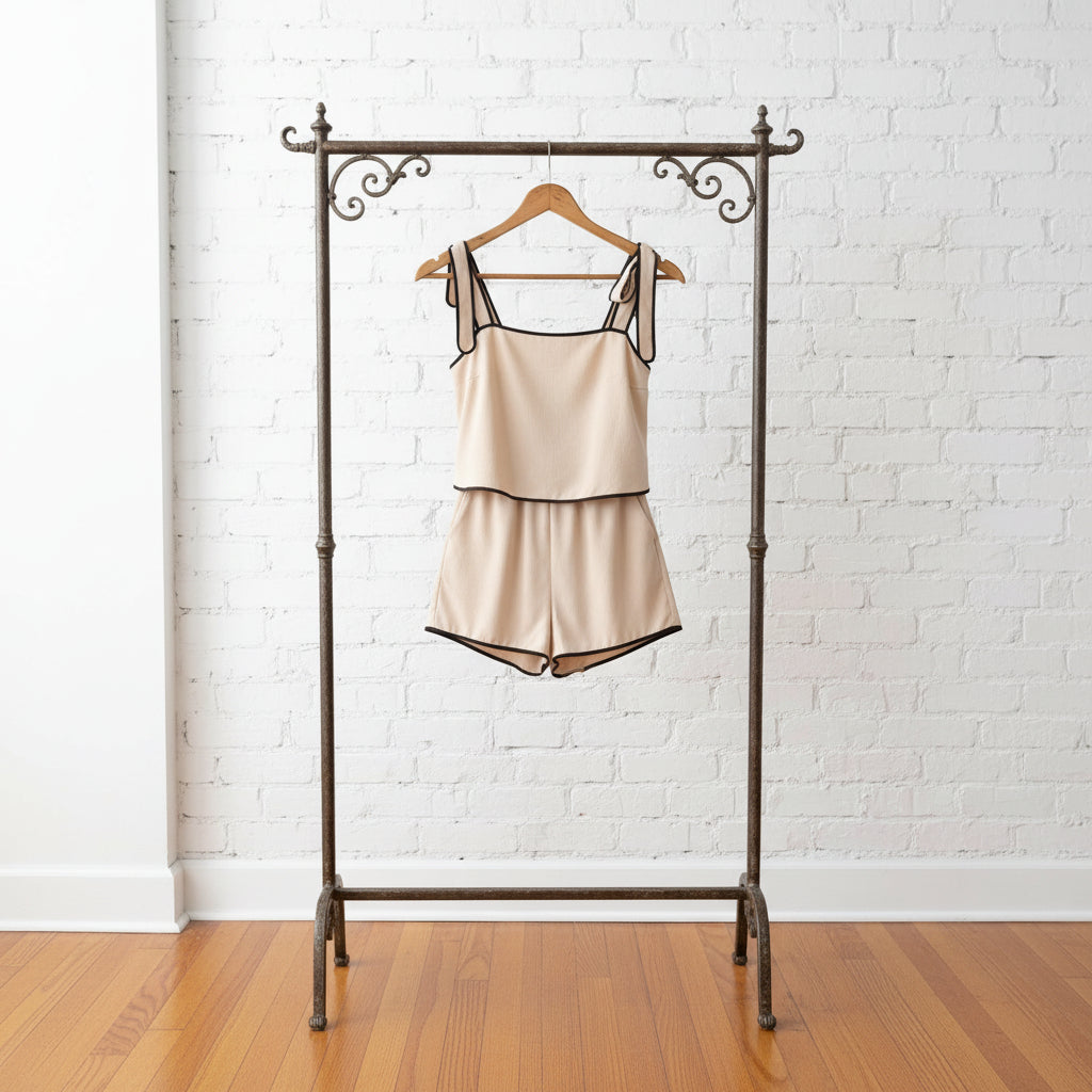 Women's Tie-Up Tube Top & Elastic Waist Shorts Set – 3 Colors XS–L