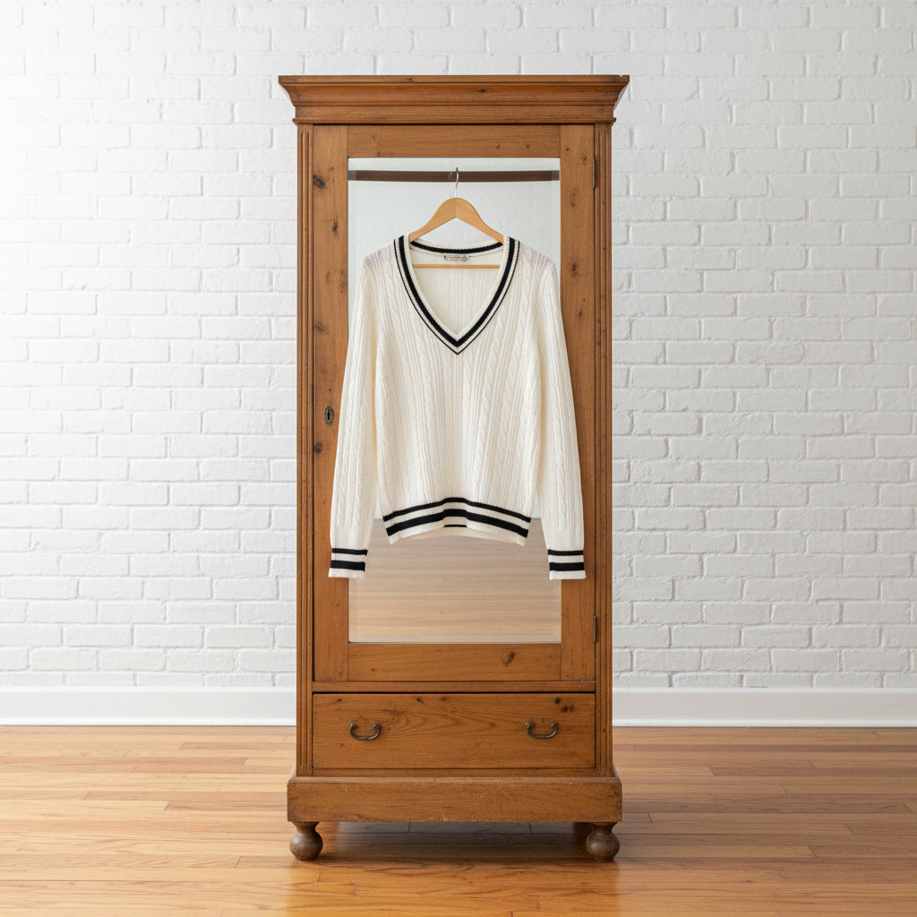 Classic V-Neck Cable Knit Sweater