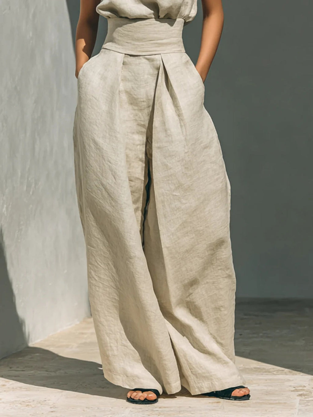 Turtleneck Sleeveless Top and Pants Set