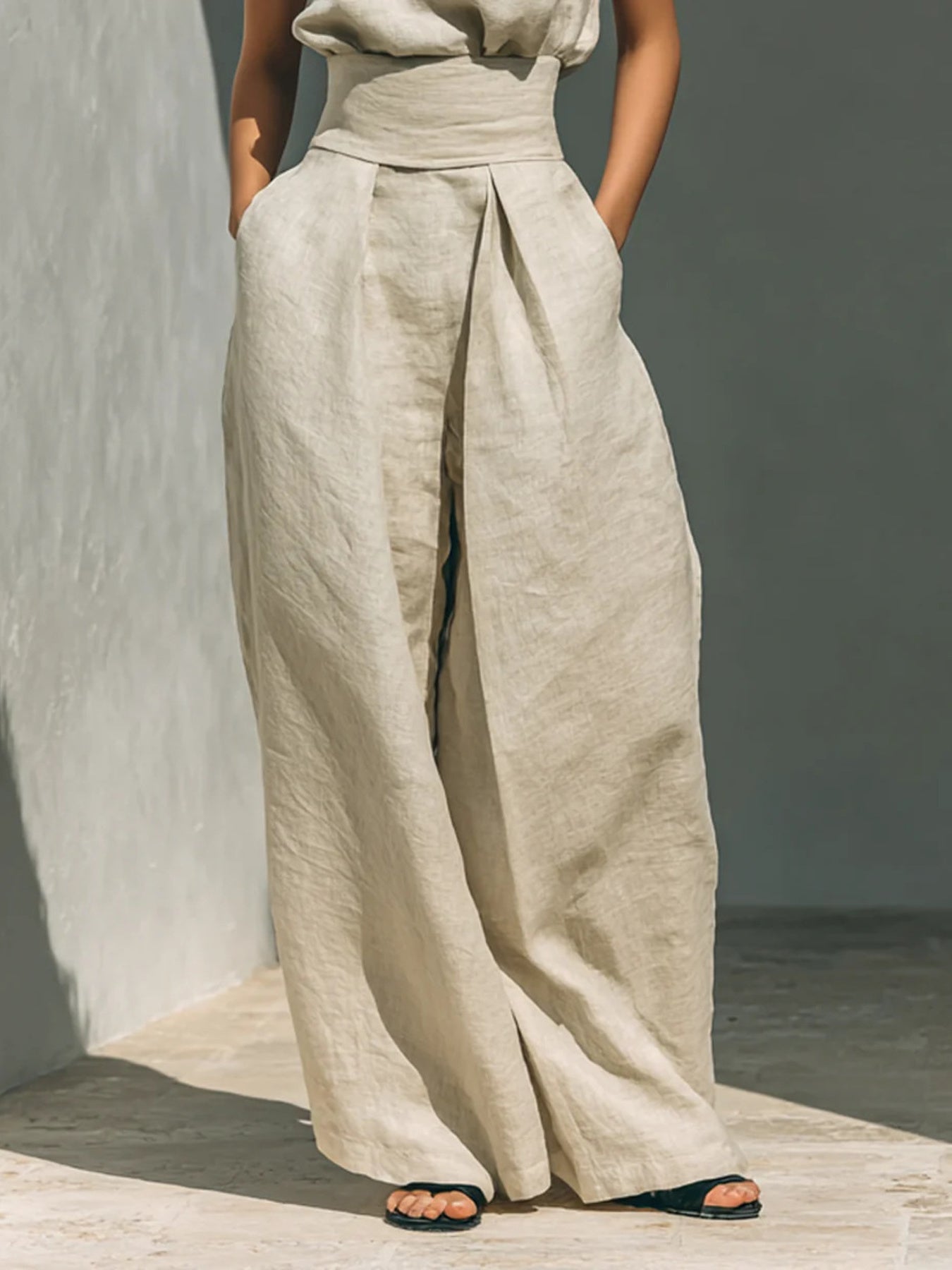 Turtleneck Sleeveless Top and Pants Set