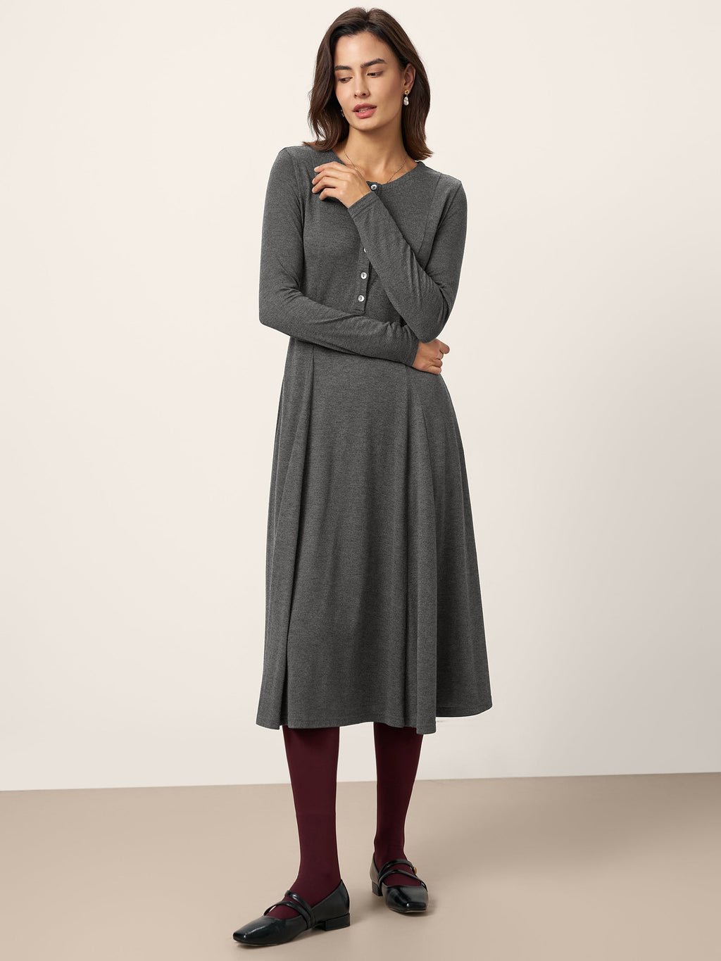 Cashmere Buttoned Panel Midi Dress BREE