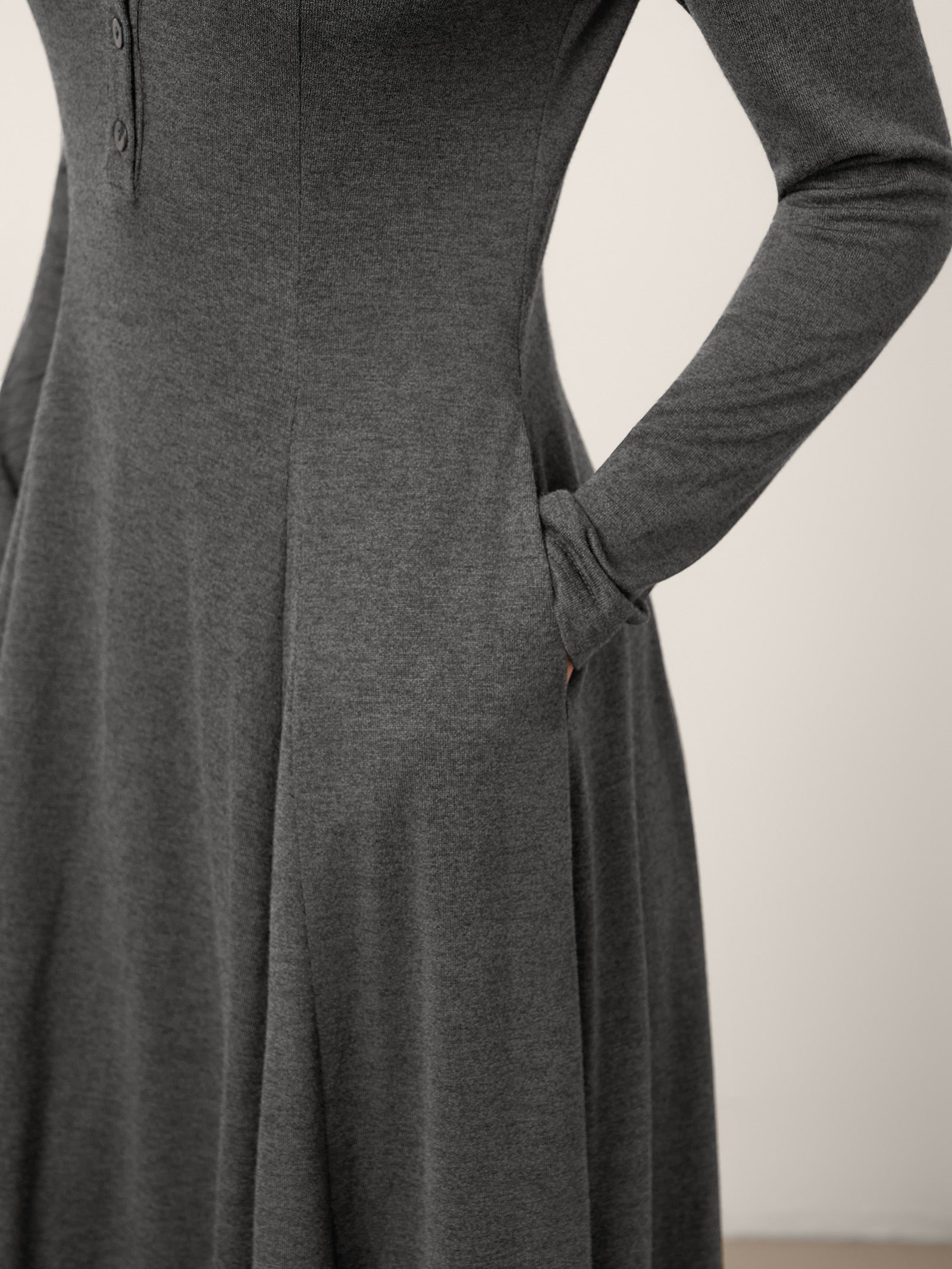 Cashmere Buttoned Panel Midi Dress BREE