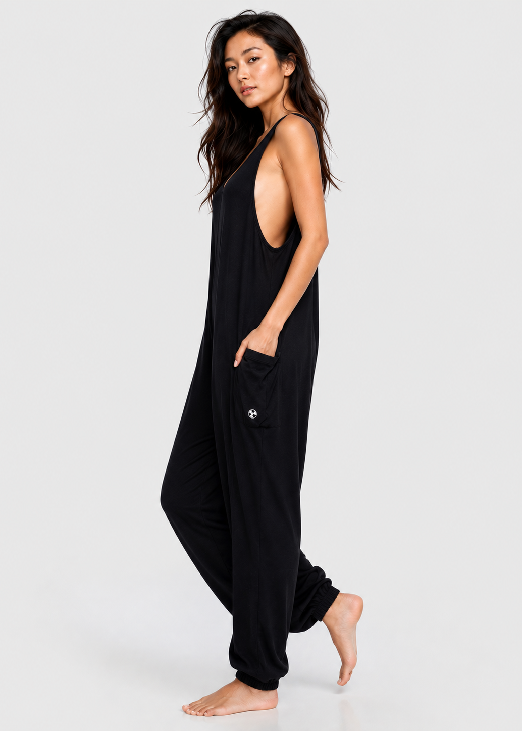 Soft Drape Pocket Romper Made in USA