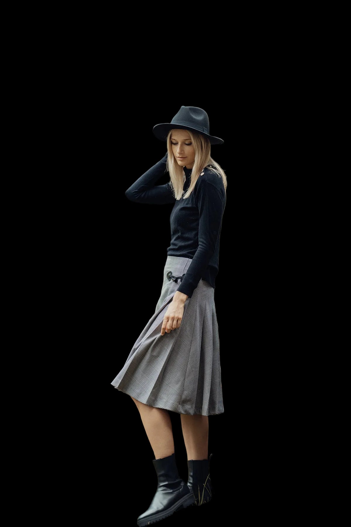 WOOL PLAID KILT SKIRT