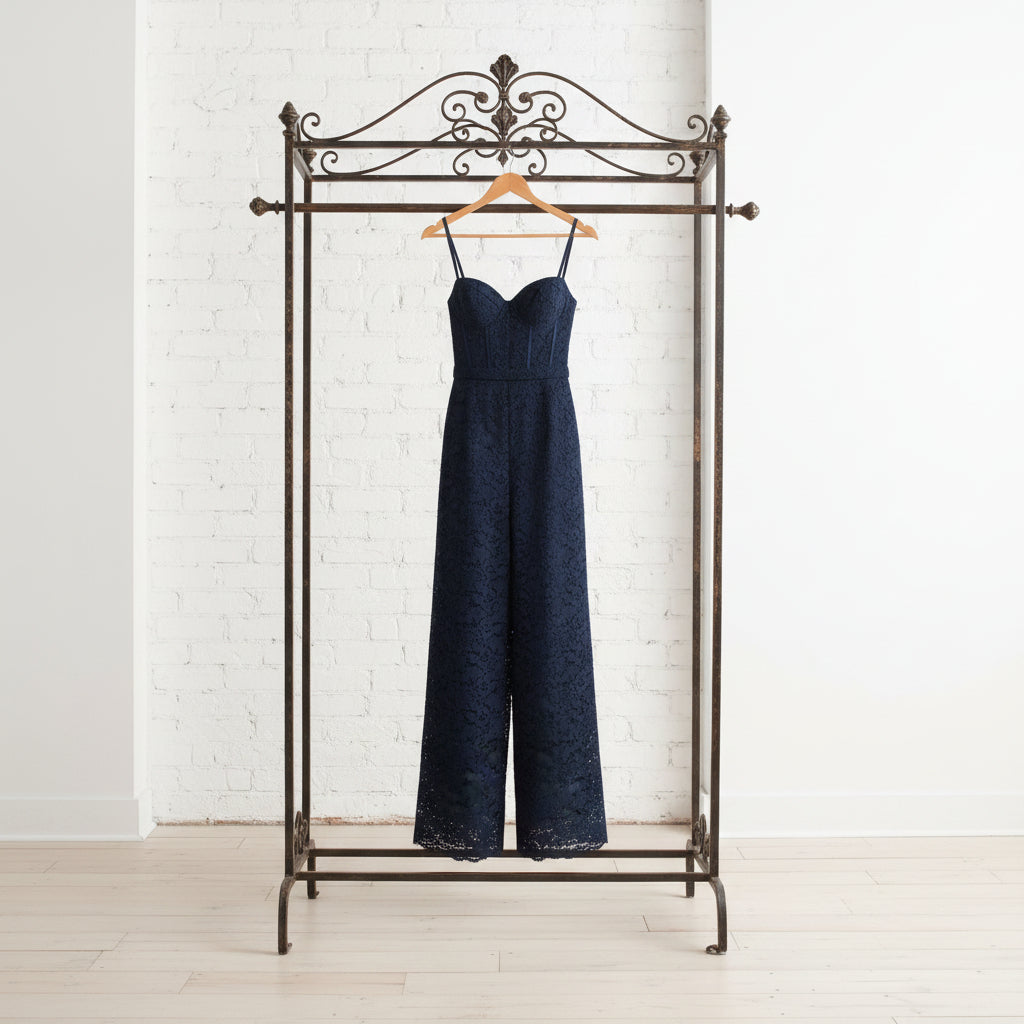 EVENING MUSE WOVEN LACE JUMPSUIT