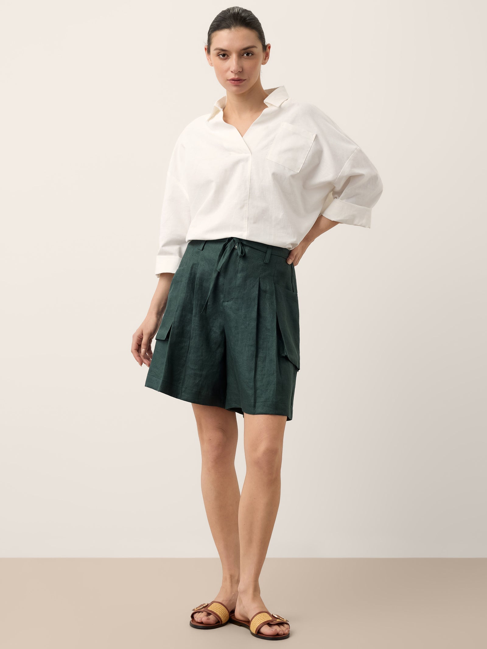 Linen Oversized Fit Pocket Shirt ELOWEN