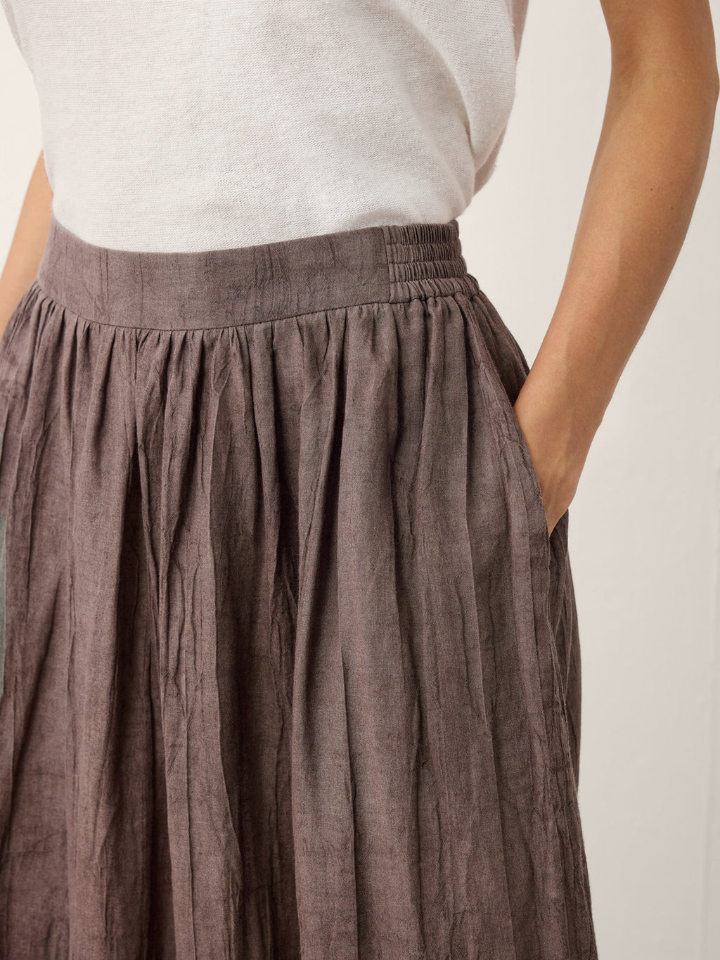 Lyocell Textured Pleated Waist Skirt ROSAMUND
