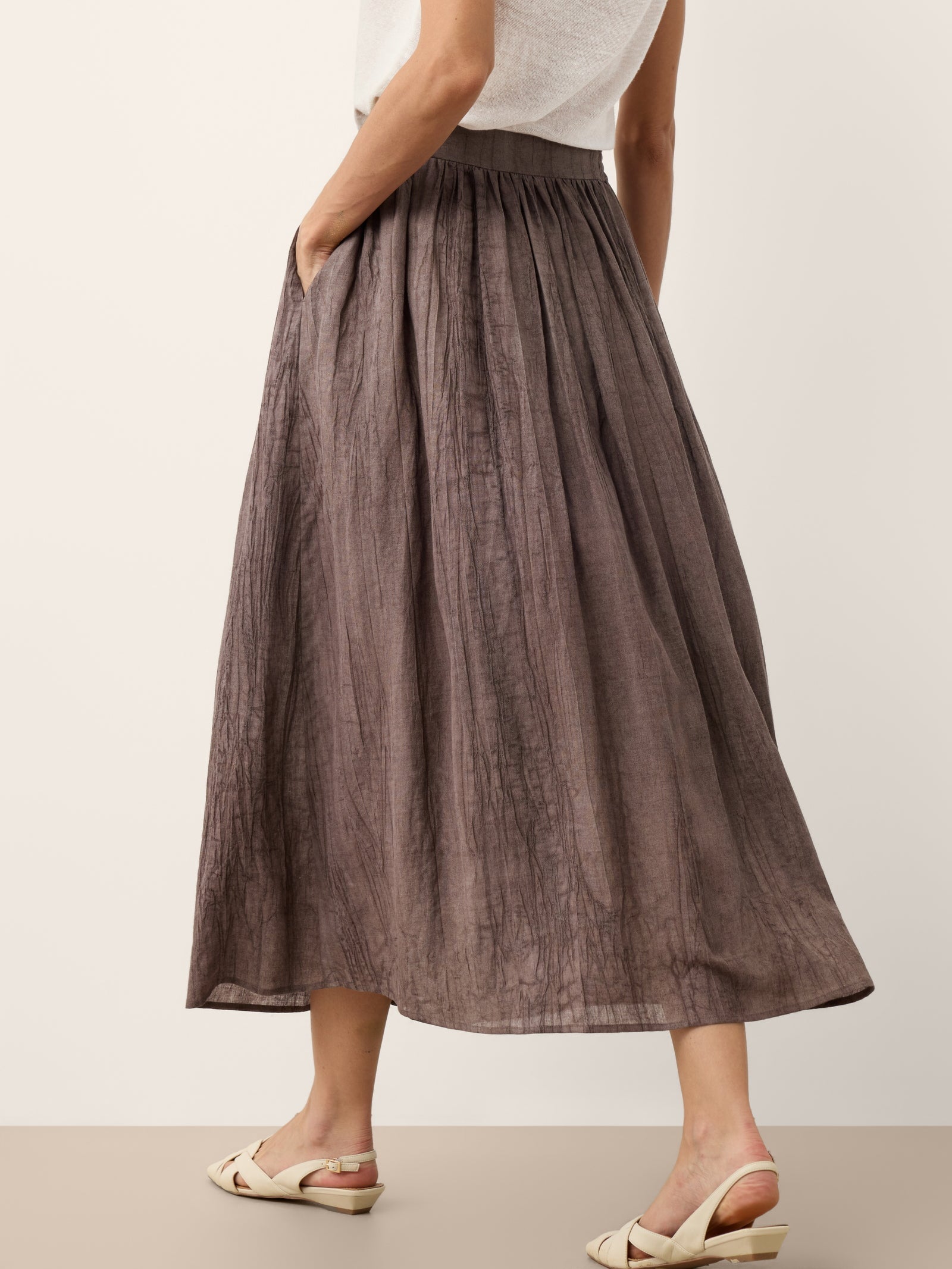 Lyocell Textured Pleated Waist Skirt ROSAMUND