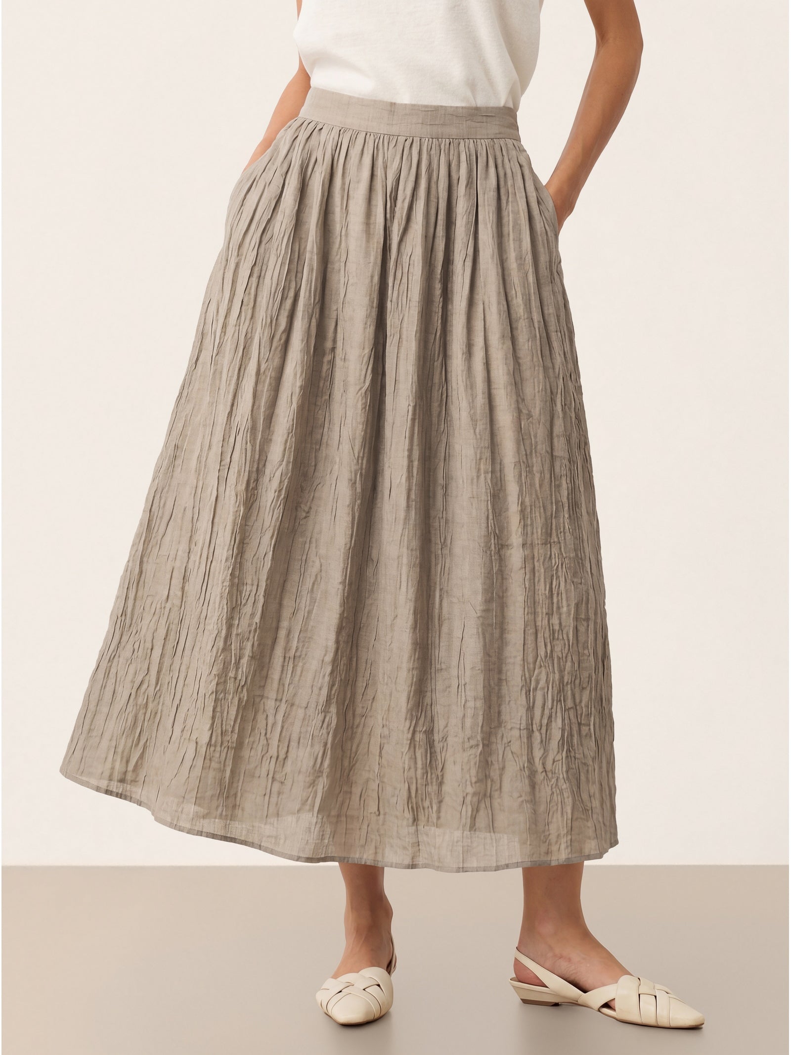 Lyocell Textured Pleated Waist Skirt ROSAMUND