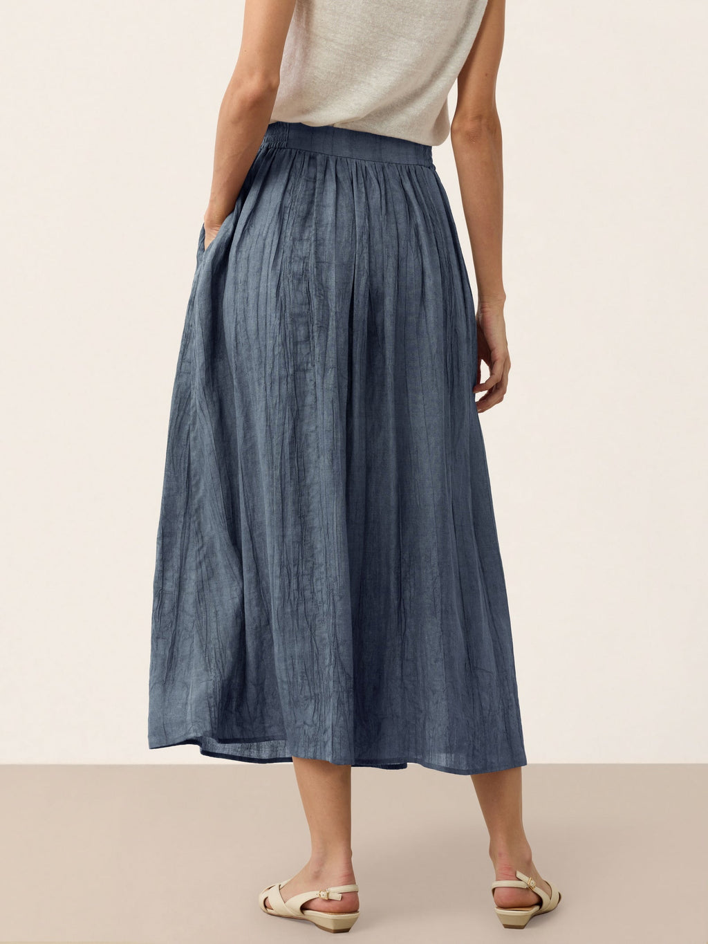 Lyocell Textured Pleated Waist Skirt ROSAMUND
