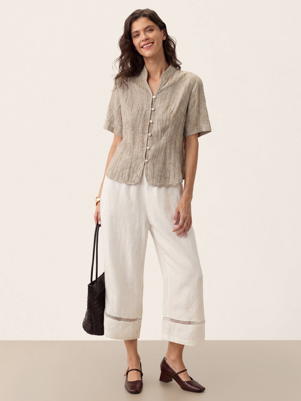 Lyocell Textured Stand Collar Shirt Jacket PHILIPPA