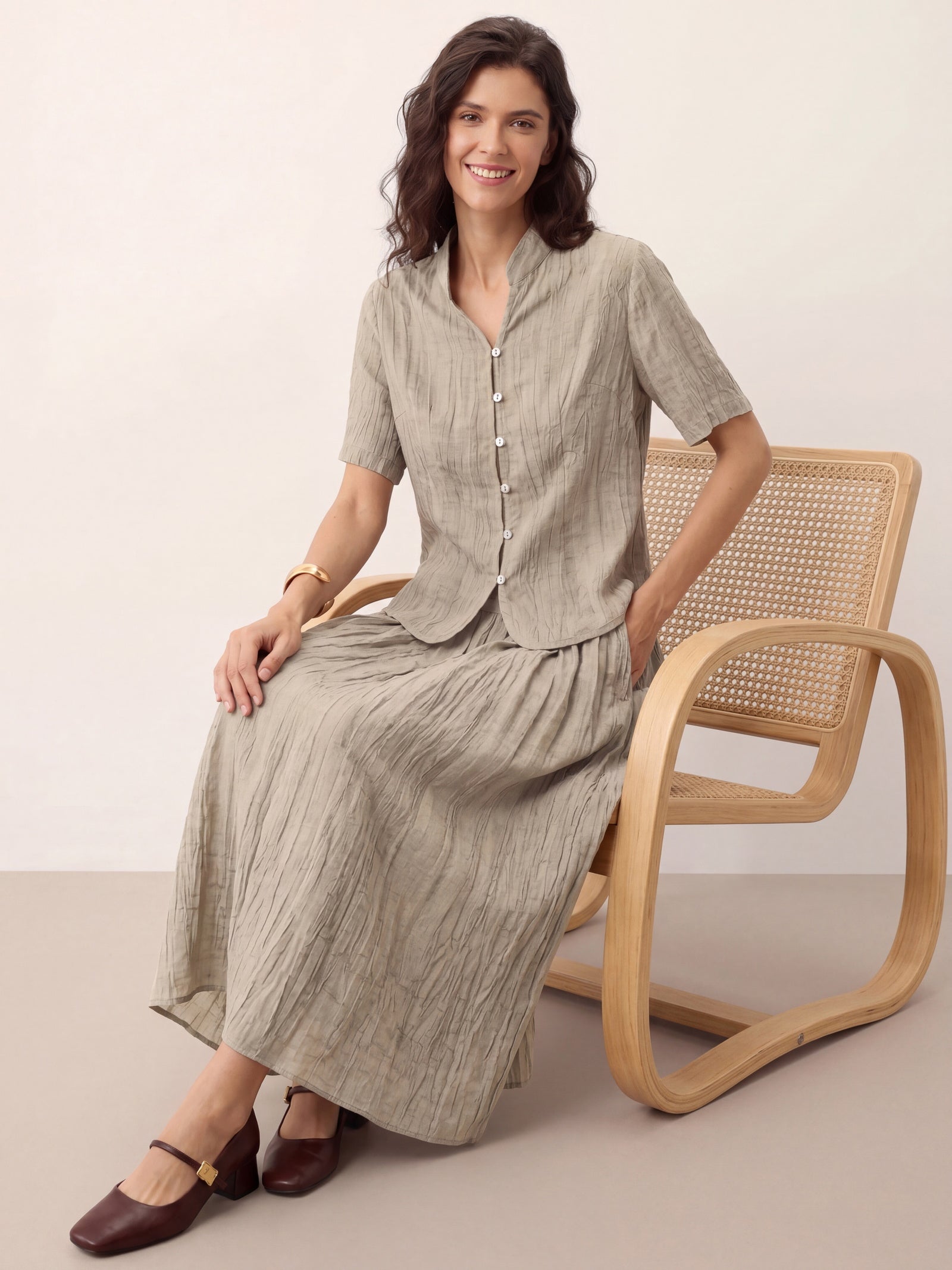 Lyocell Textured Stand Collar Shirt Jacket PHILIPPA