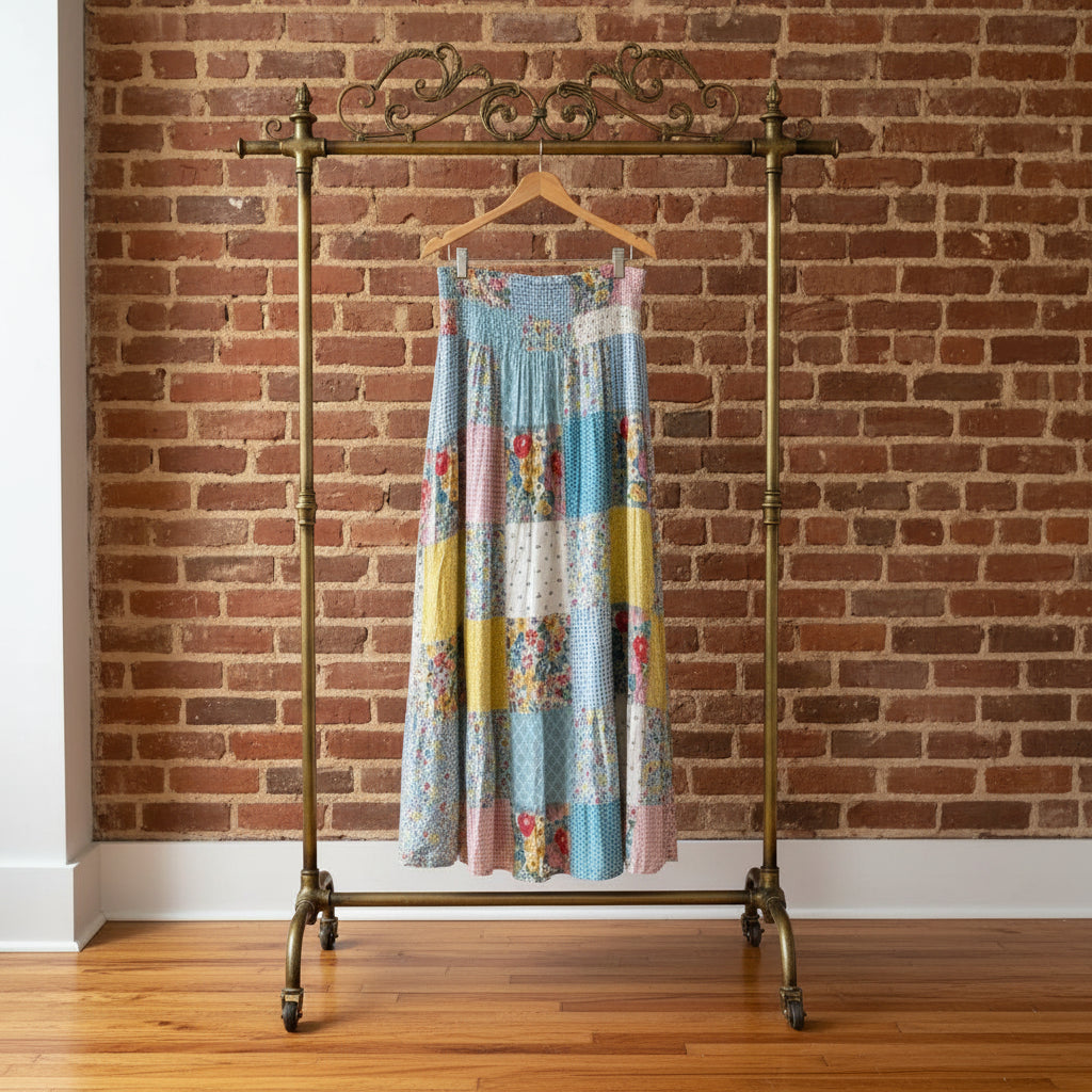 Printed Stitching Women Clothing Popular Floral Skirt Long Skirt